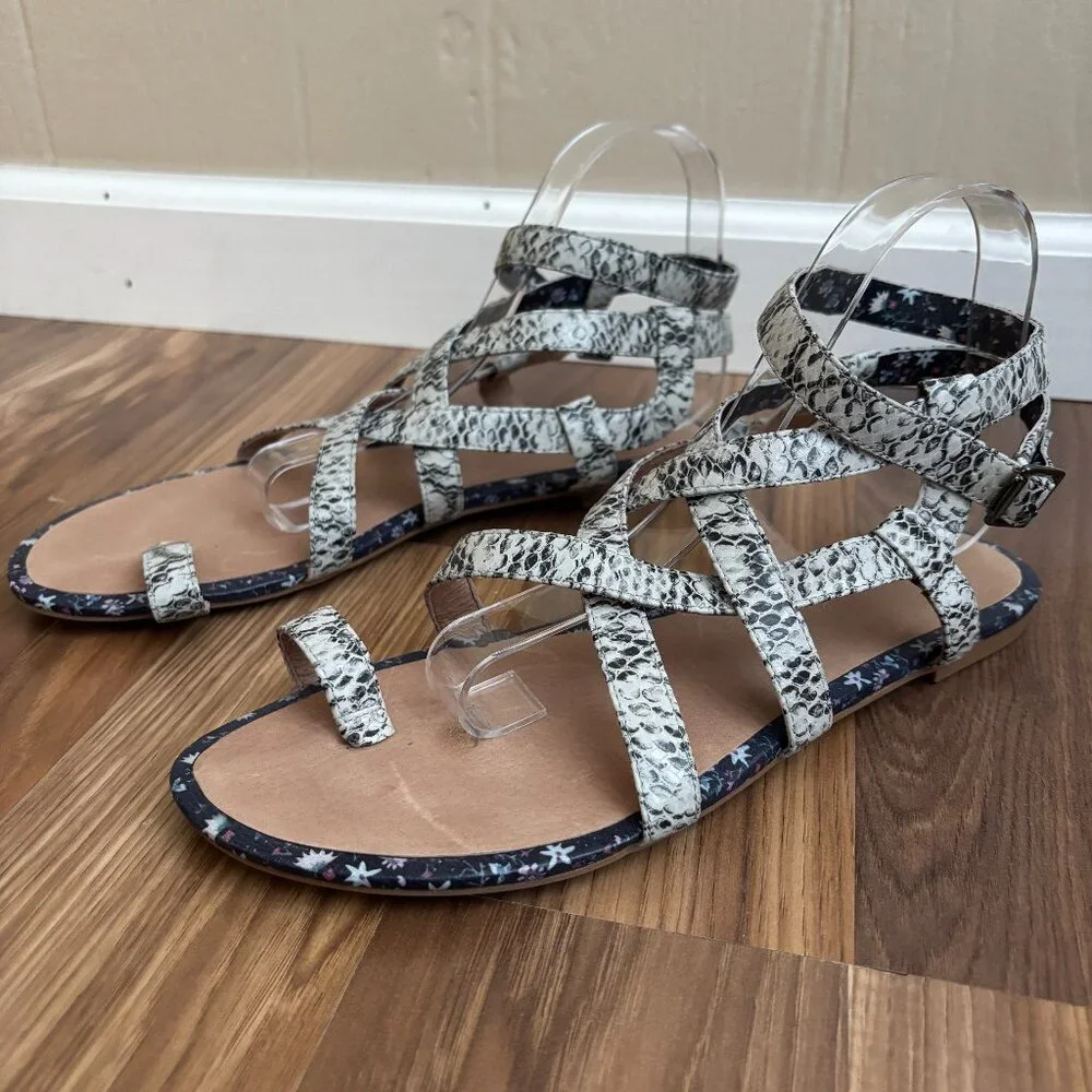 Cabi Leather Athena Snakeskin Gladiator Sandals